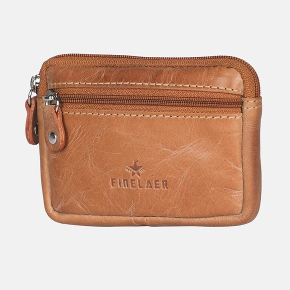 Finelaer Leather Zip Coin Pouch Keychain Wallet - Picture 4 of 11
